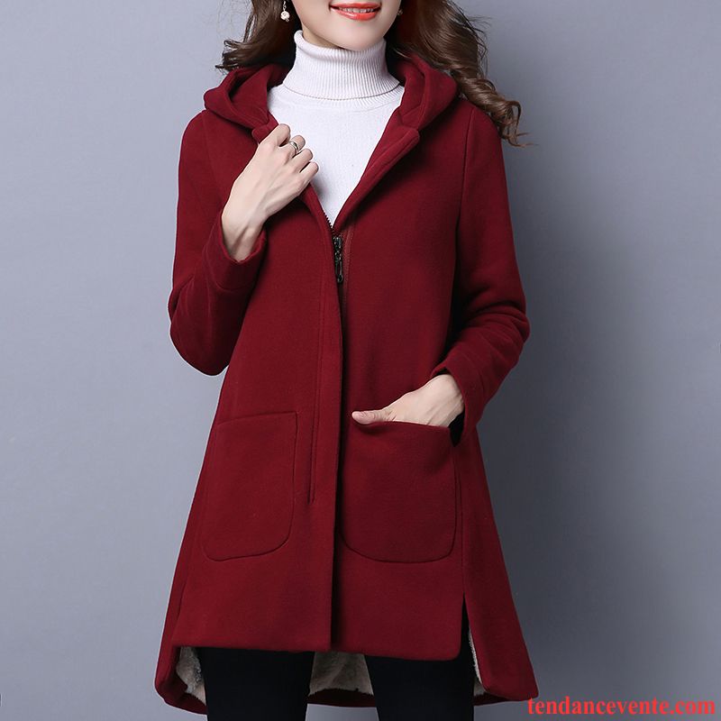 Manteau Femme Simili Cuir Pardessus Renforcé Tendance Longue Femme L'automne Capuche Hoodies Plus De Velours Baggy Cardigan Chameau