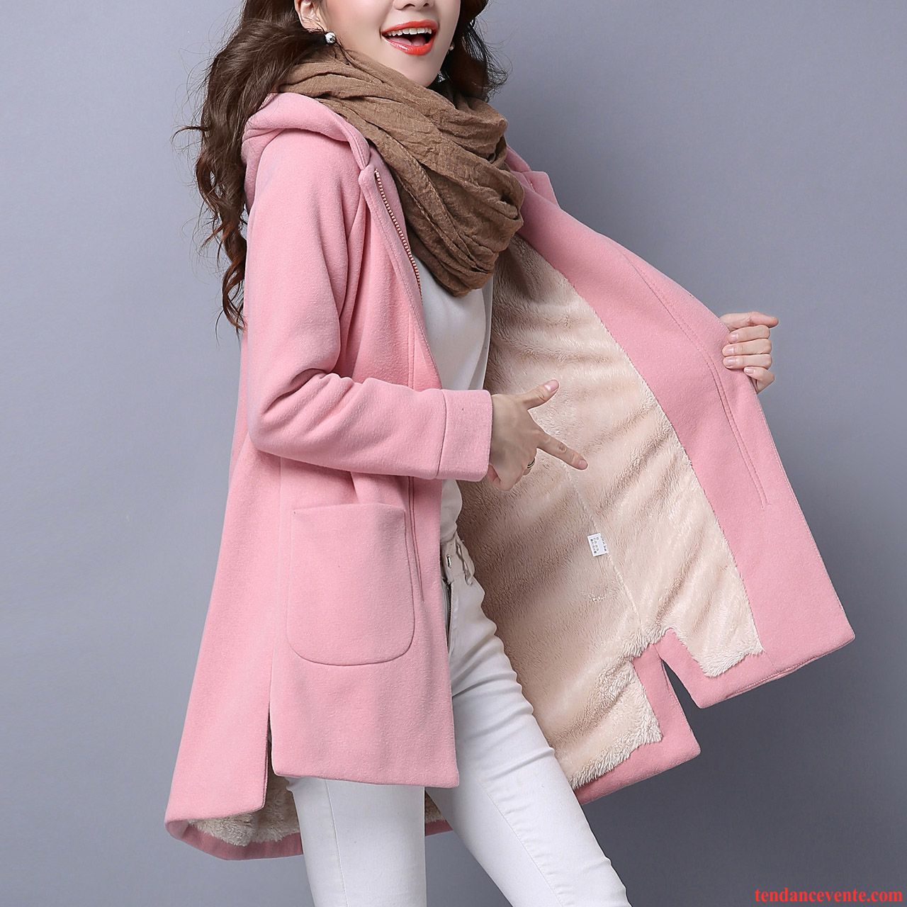 Manteau Femme Simili Cuir Pardessus Renforcé Tendance Longue Femme L'automne Capuche Hoodies Plus De Velours Baggy Cardigan Chameau