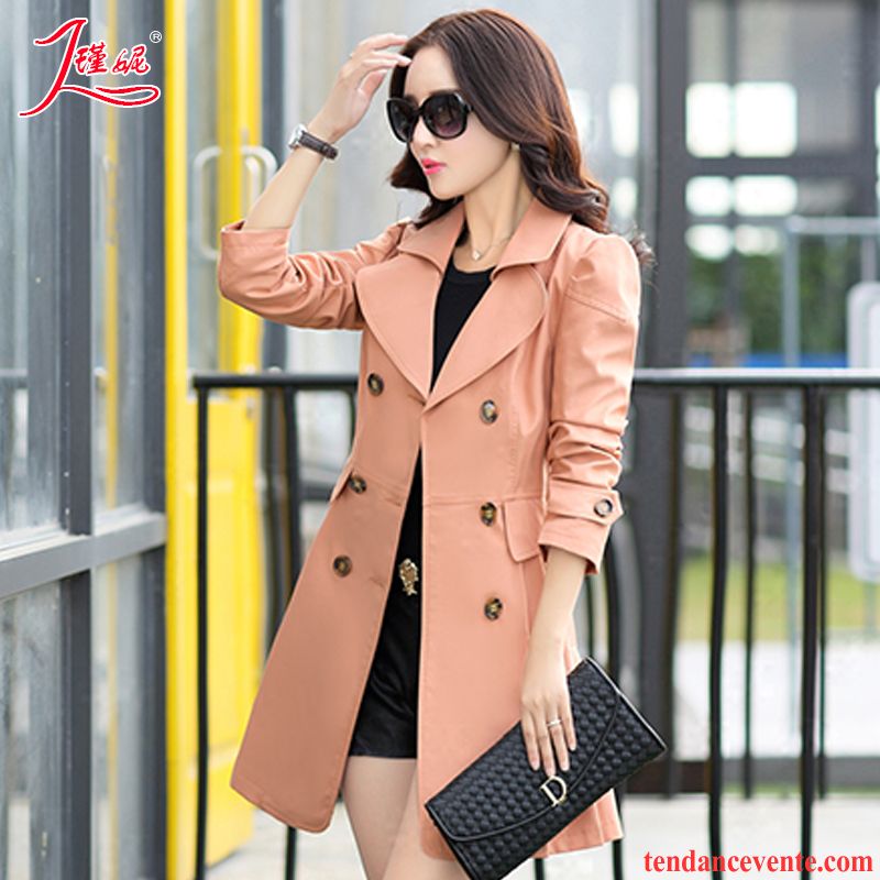 Manteau Femme Style Masculin Taillissime L'automne Femme Pardessus Printemps Trier Les Boutons Slim Longue Mince Coupe Vent Brun Vente