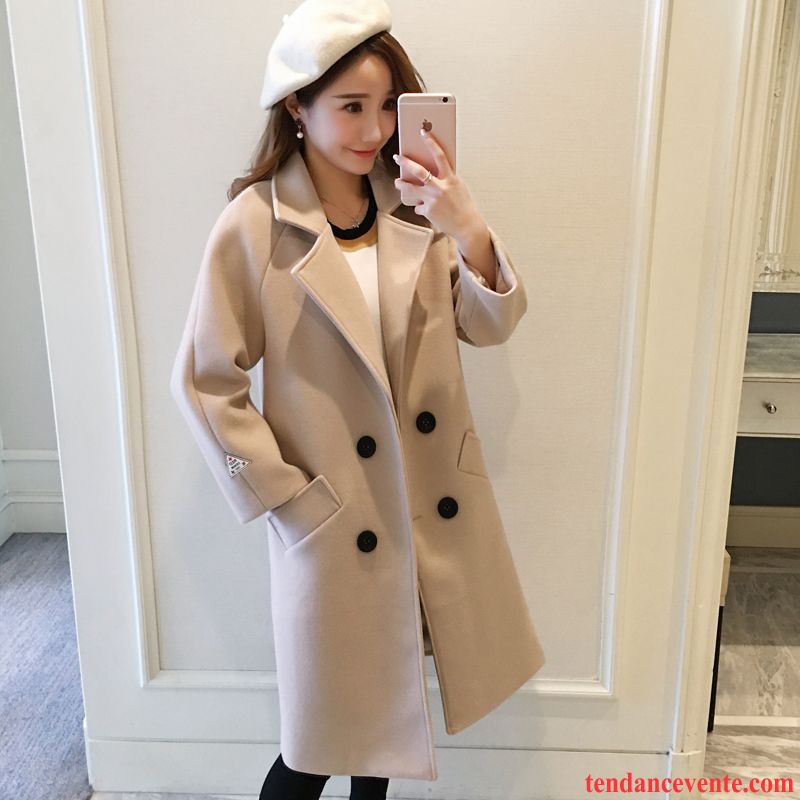 Manteau Femme Trench Blanc Manteau Étudiant Longue Vêtements D'hiver Pardessus L'automne Femme La Mode De Laine Lilas Pas Cher