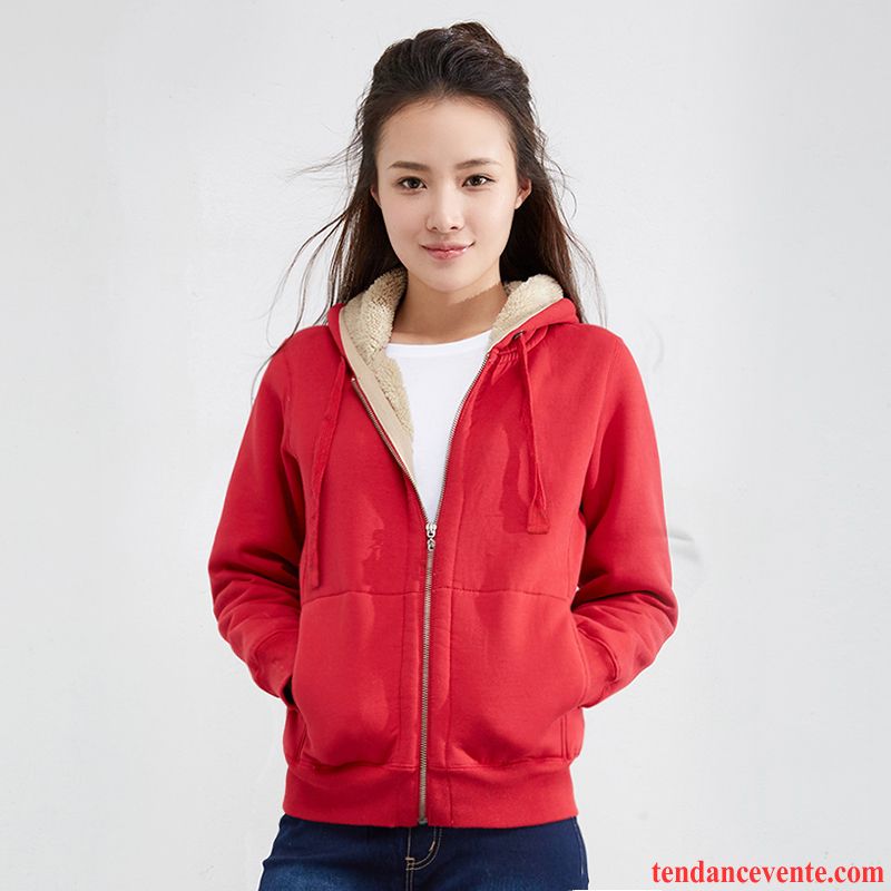 Manteau Marron Femme Sport Plus De Velours Capuche Femme L'automne Manteau En Coton Renforcé Pardessus Coton Bio Baggy Cardigan Fermeture Éclair Hiver Hoodies Or