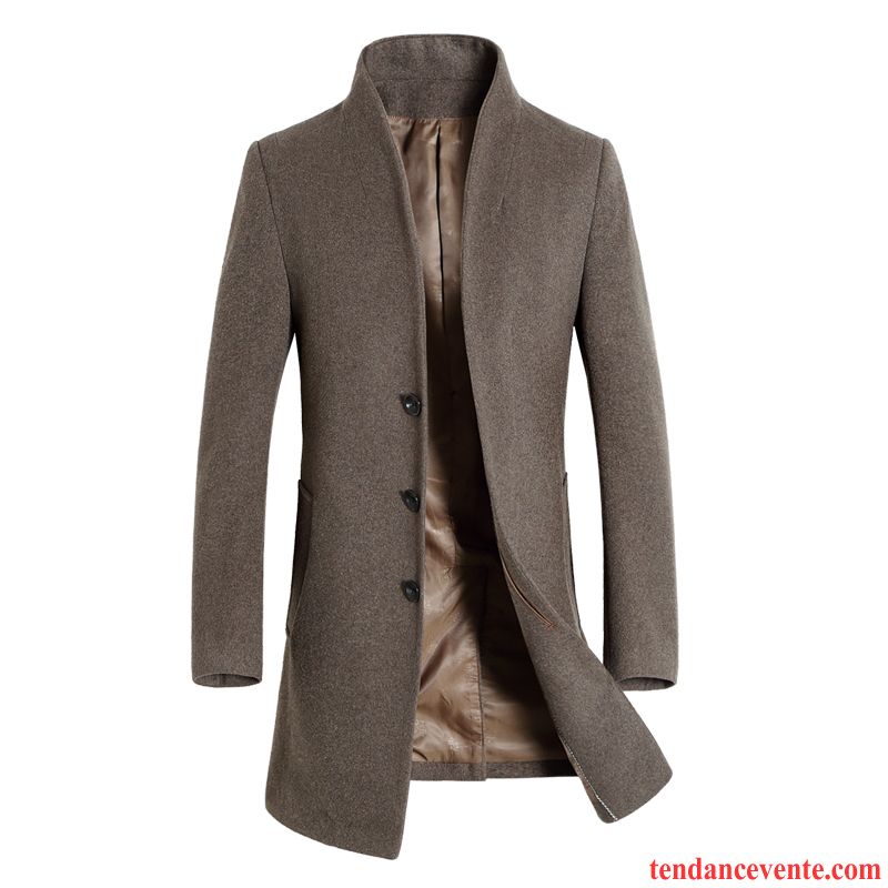 Manteau Matelassée Pour Homme Renforcé Manteau L'automne Manteau En Coton Pardessus Homme Longue Coupe Vent De Laine Hiver Col Mandarin Pensée Pas Cher