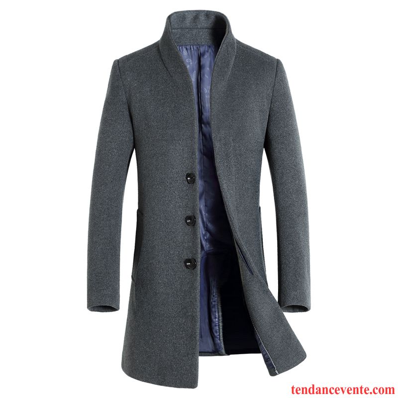 Manteau Matelassée Pour Homme Renforcé Manteau L'automne Manteau En Coton Pardessus Homme Longue Coupe Vent De Laine Hiver Col Mandarin Pensée Pas Cher