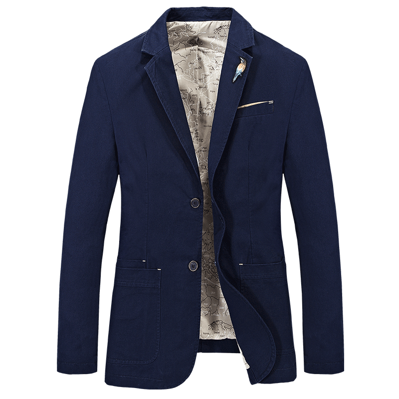 Manteau Mode Homme Blazer Décontractée Baggy Taillissime Coton Bio Une Veste Pardessus L'automne Homme Costume Bleu