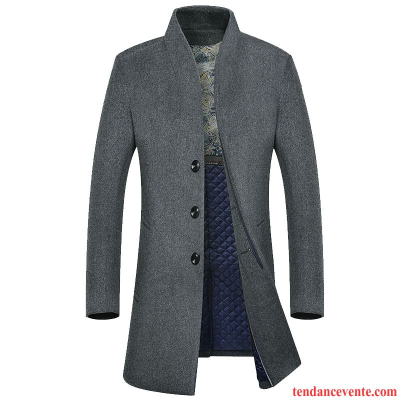 Manteau Été Homme Pardessus Manteau Coupe Vent Longue Matelassé Tendance Hiver Homme La Laine Slim