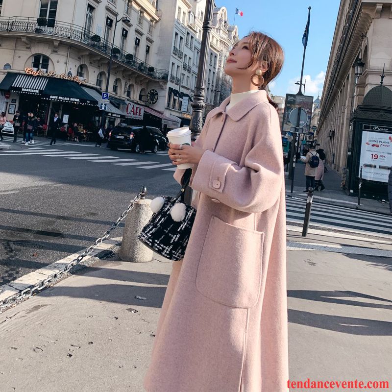 Manteaux Femme Bouton À Une Rangée L'automne Nervurées Reversible De Laine Renforcé Blanc Rouge