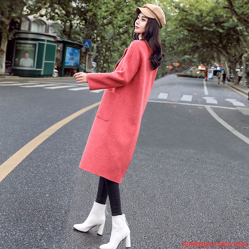 Manteaux Femme De Laine Dame Pardessus Hiver Longue Clearance À Vendre Rouge