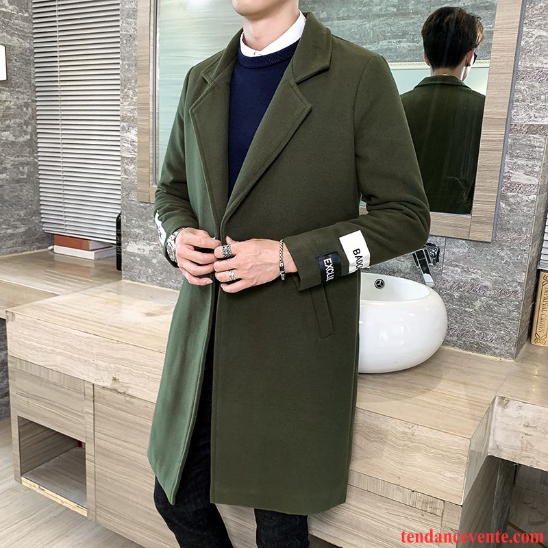 Manteaux Homme Tendance Coupe Vent L'automne Mode Slim Pardessus Vert