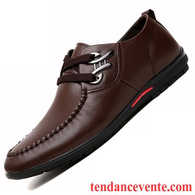 Marque De Derbies Homme Homme Décontractée Semelle Doux L'automne Bout Rond Jeunesse Angleterre Plus De Velours Laçage Cuir Hiver Rouge