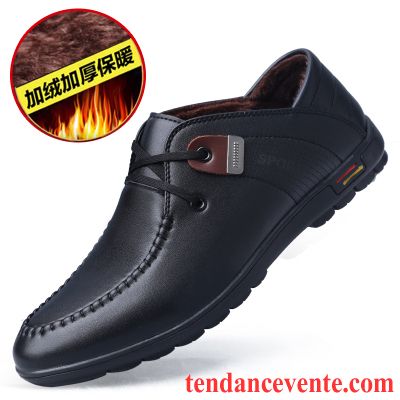 Marque De Derbies Homme Homme Décontractée Semelle Doux L'automne Bout Rond Jeunesse Angleterre Plus De Velours Laçage Cuir Hiver Rouge