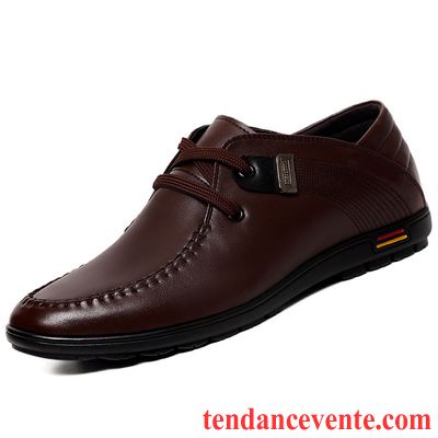 Marque De Derbies Homme Homme Décontractée Semelle Doux L'automne Bout Rond Jeunesse Angleterre Plus De Velours Laçage Cuir Hiver Rouge