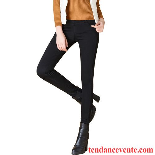 Marque De Jeans Femme Pantalons Crayon Chauds Élastique Femme Forme Haute Cintrée Plus De Velours Hiver Renforcé Ambre