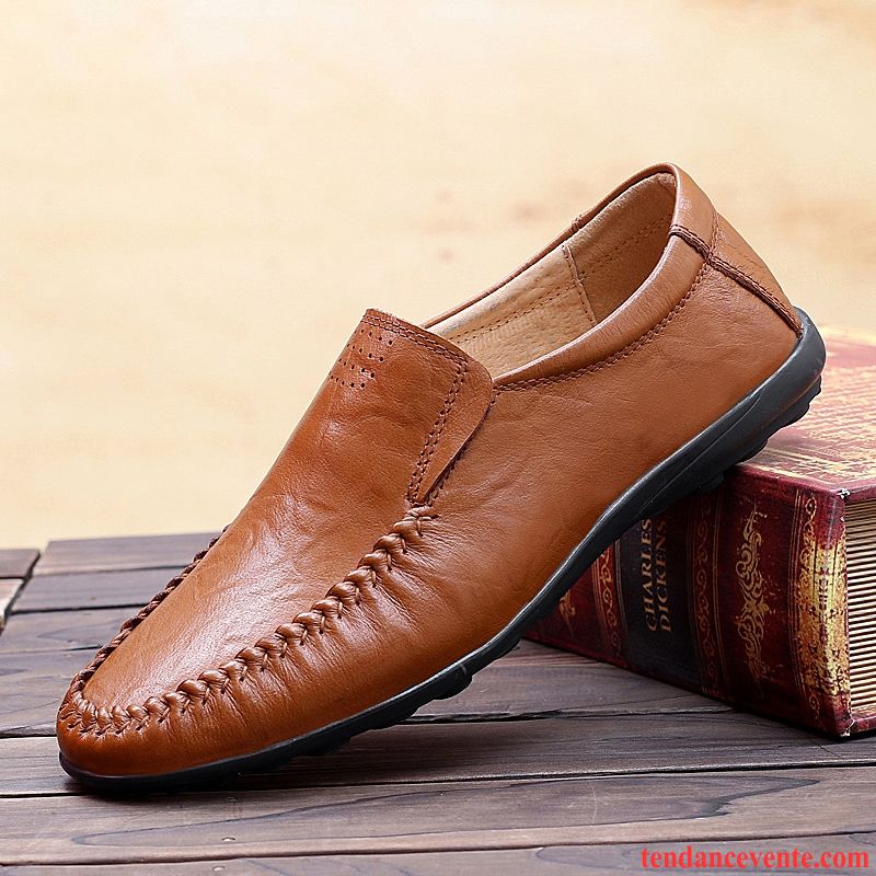 Marque De Mocassin Cuir Véritable Printemps Chaussures De Conduite Décontractée Angleterre Homme Tendance Derbies Taillissime