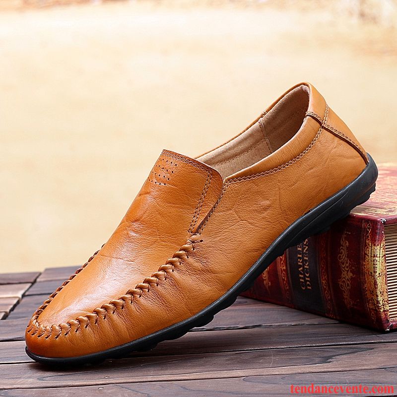 Marque De Mocassin Cuir Véritable Printemps Chaussures De Conduite Décontractée Angleterre Homme Tendance Derbies Taillissime