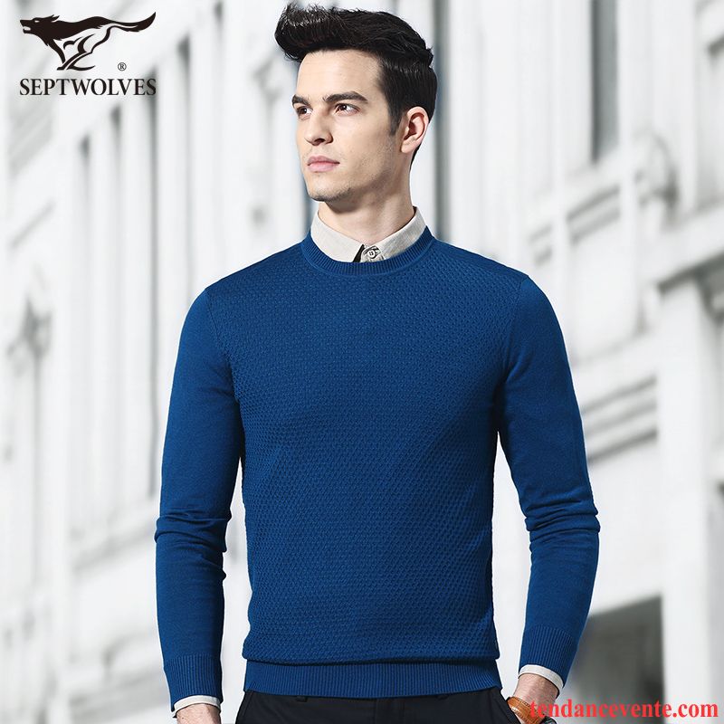 Marque De Pull Vêtements D'hiver La Laine Loup Col Rond Pull Tricots En Maille Homme Col En V