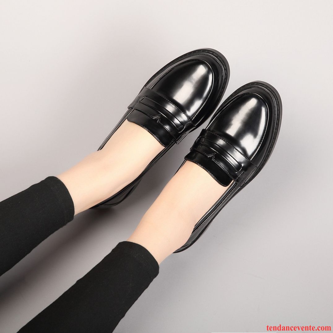 Marque Mocassin Femme Angleterre Oxford Vent D'université Derbies Tous Les Assortis Plates Femme Noir Étudiant Crème Soldes