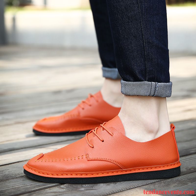 Mocassin A Lacet Homme Derbies Orange Personnalité Tendance Tous Les Assortis Décontractée Homme Angleterre Rose