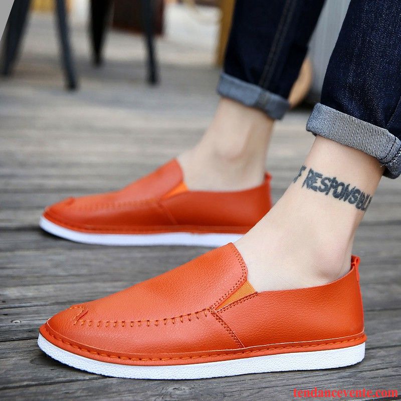 Mocassin A Lacet Homme Derbies Orange Personnalité Tendance Tous Les Assortis Décontractée Homme Angleterre Rose