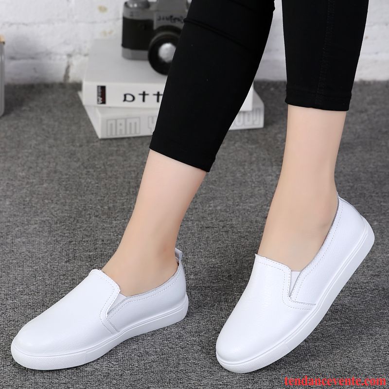 Mocassin A Pompon Femme Derbies Slip-on Printemps Plates Cuir Véritable Décontractée Femme Tous Les Assortis Paresseux Pas Cher