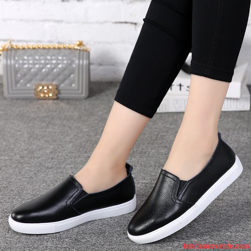 Mocassin A Pompon Femme Derbies Slip-on Printemps Plates Cuir Véritable Décontractée Femme Tous Les Assortis Paresseux Pas Cher