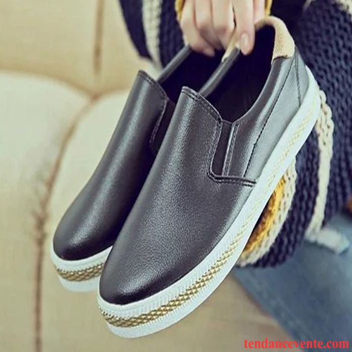 Mocassin Ballerine Femme Noir Tendance Paresseux Slip-on Printemps Blanc Décontractée Femme Étudiant Plates Chaussures De Skate Vente