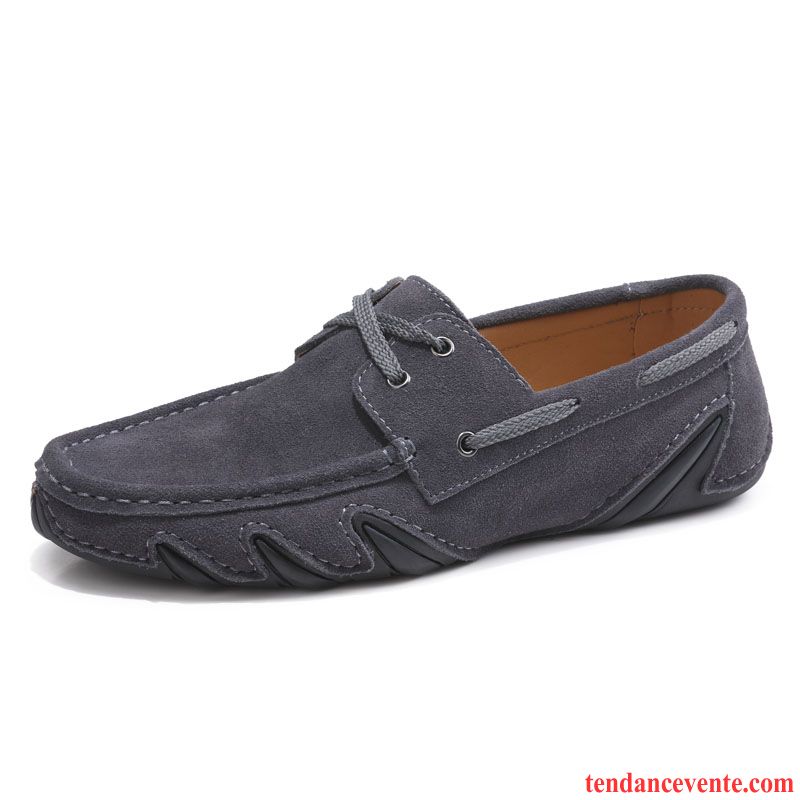 Mocassin Bleu Marine Homme Homme Gris Chaussures De Conduite Décontractée Tendance Cuir Véritable Été Respirant Printemps Personnalité Tous Les Assortis Violet