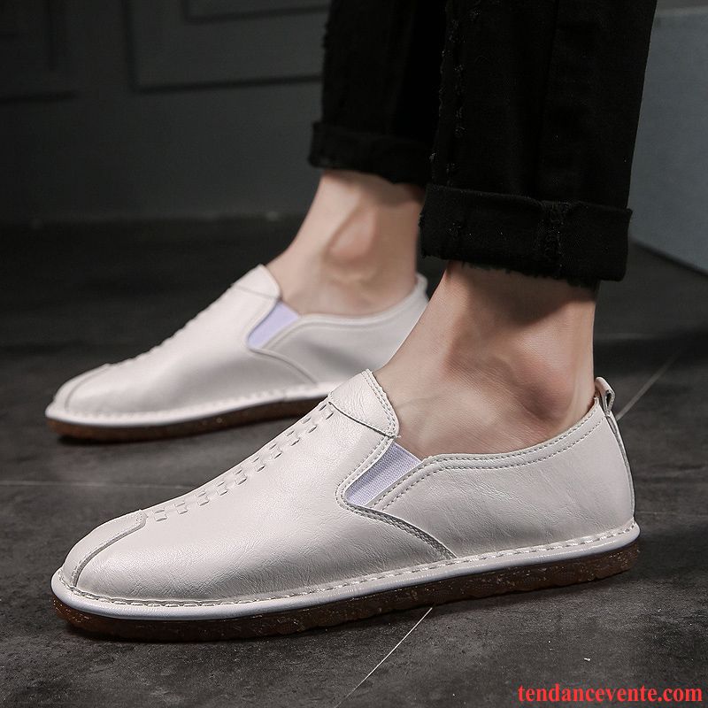 Mocassin Couleur Homme Tous Les Assortis Homme Slip-on Paresseux Été Tendance Décontractée Blanc Respirant Noir