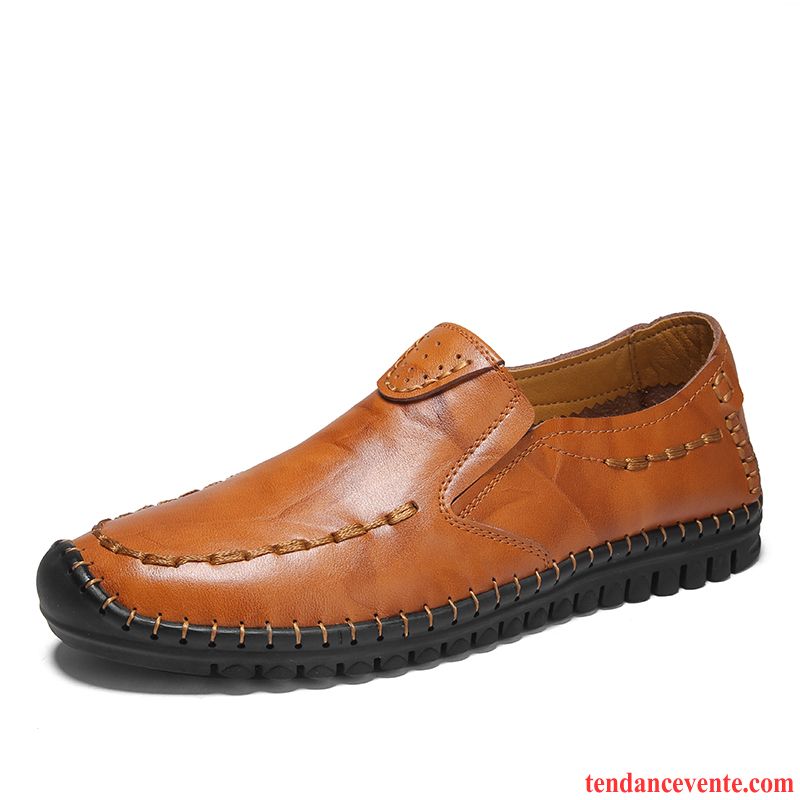 Mocassin Cuir Homme Pas Cher Angleterre Paresseux Été Semelle Doux Décontractée Personnalité Homme Derbies Tous Les Assortis Cuir Véritable Saphir