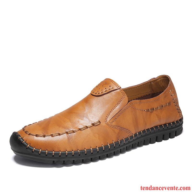 Mocassin Cuir Homme Pas Cher Angleterre Paresseux Été Semelle Doux Décontractée Personnalité Homme Derbies Tous Les Assortis Cuir Véritable Saphir