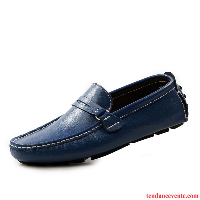 Mocassin Cuir Homme Pas Cher Tendance Décontractée Derbies Printemps Slip-on Noir Chaussures De Conduite Paresseux Homme Cuir Véritable Vente