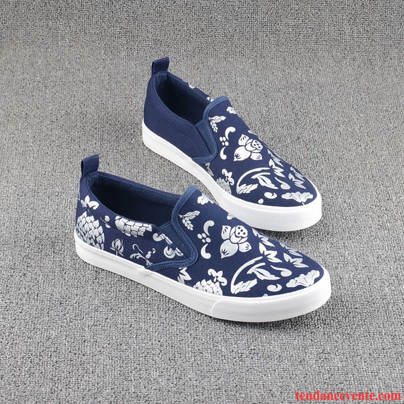 Mocassin Daim Homme Tendance Slip-on Homme Toile Style Chinois Paresseux Printemps Décontractée Imprimé Derbies Respirant