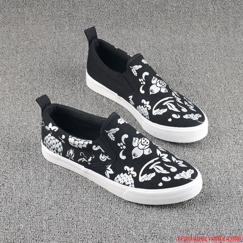 Mocassin Daim Homme Tendance Slip-on Homme Toile Style Chinois Paresseux Printemps Décontractée Imprimé Derbies Respirant