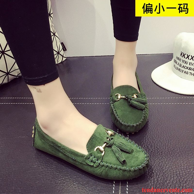 Mocassin Daim Noir Femme Plates Tous Les Assortis L'automne Enceintes Vert Derbies Femme Printemps Antidérapant Marine Vente