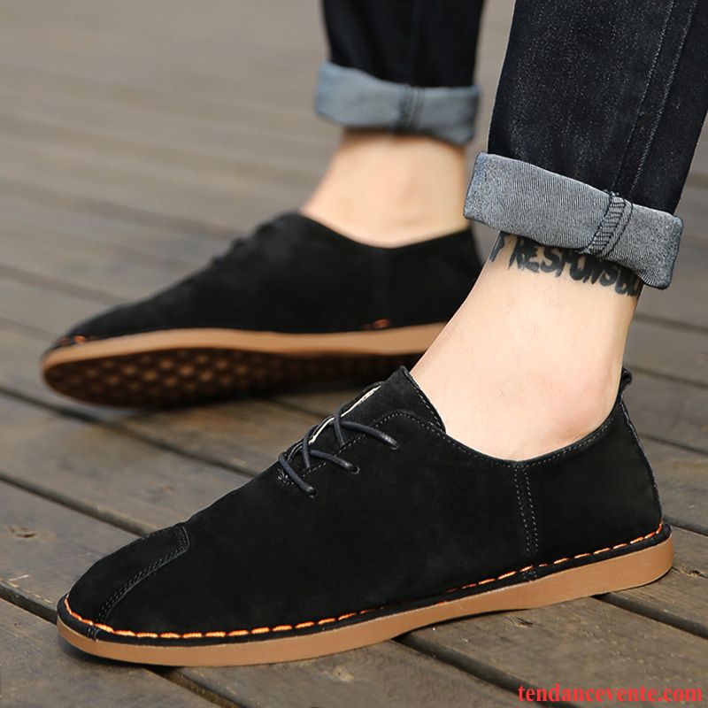 Mocassin En Cuir Homme Cuir Véritable Printemps Semelle Doux Homme Jeunesse Style Chinois Angleterre Derbies Décontractée Paresseux Tendance