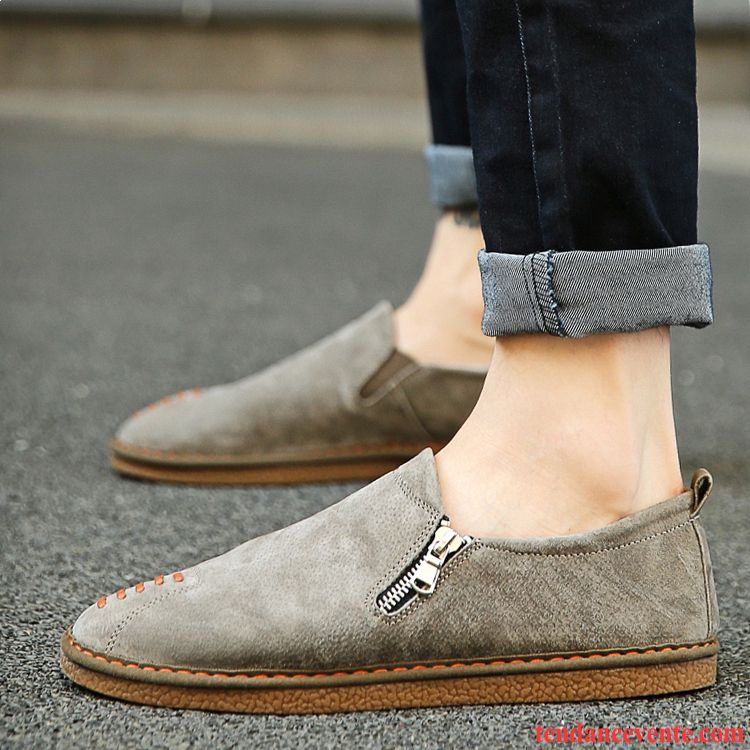 Mocassin En Cuir Homme Cuir Véritable Printemps Semelle Doux Homme Jeunesse Style Chinois Angleterre Derbies Décontractée Paresseux Tendance