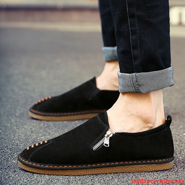 Mocassin En Cuir Homme Cuir Véritable Printemps Semelle Doux Homme Jeunesse Style Chinois Angleterre Derbies Décontractée Paresseux Tendance