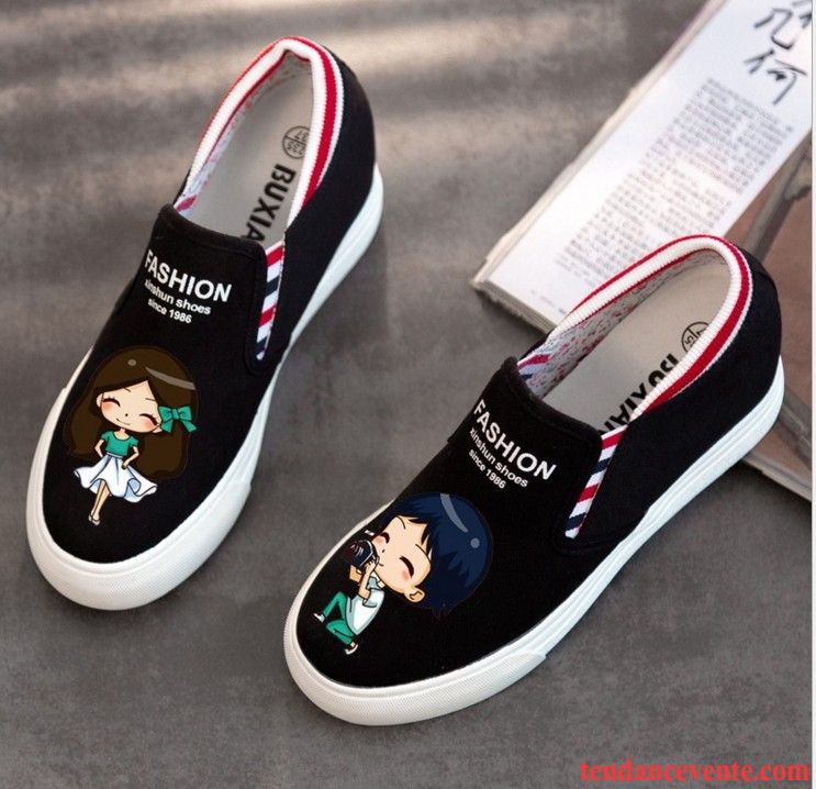 Mocassin Femme Avec Pompon Noir Derbies Femme Chaussures En Tissu L'automne Étoile Étudiant Peinture Augmenté Cyan Pas Cher