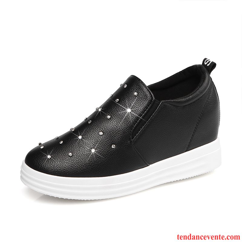 Mocassin Femme Blanc Décontractée Augmenté Blanc Talons Compensés Printemps Derbies Paresseux Slip-on Été Femme Semelle Épaisse