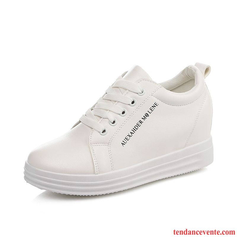 Mocassin Femme Blanc Décontractée Augmenté Blanc Talons Compensés Printemps Derbies Paresseux Slip-on Été Femme Semelle Épaisse