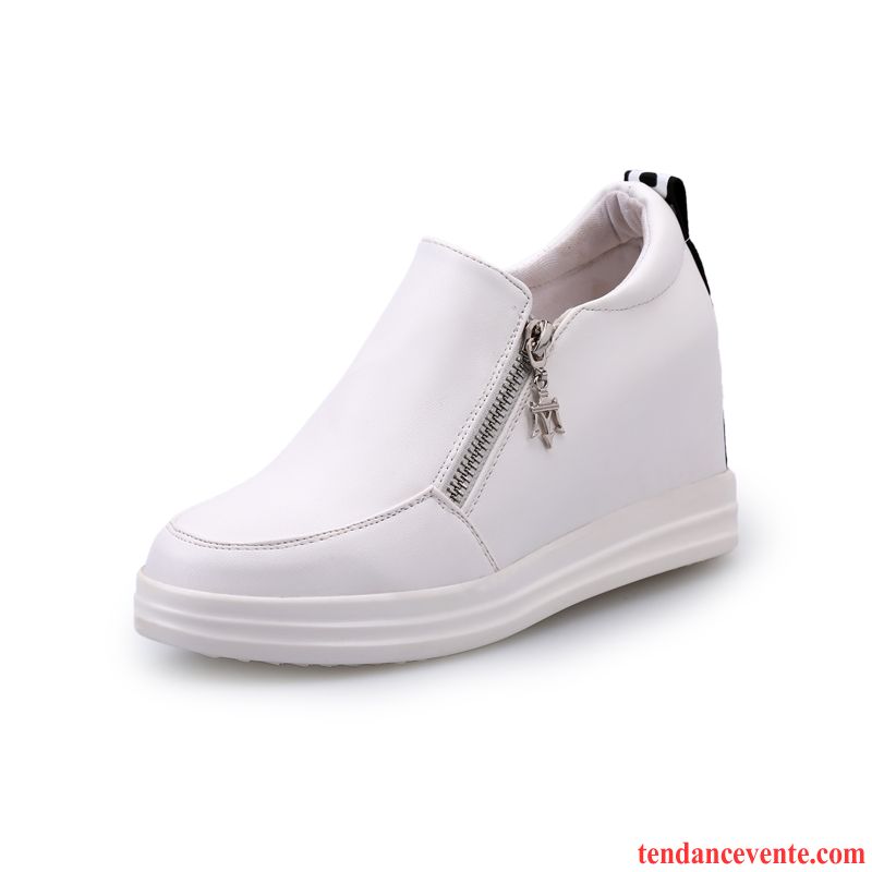 Mocassin Femme Blanc Printemps L'automne Bout Rond Derbies Plates Décontractée Femme Blanc Augmenté Taillissime Crème