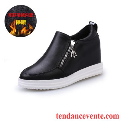 Mocassin Femme Blanc Printemps L'automne Bout Rond Derbies Plates Décontractée Femme Blanc Augmenté Taillissime Crème