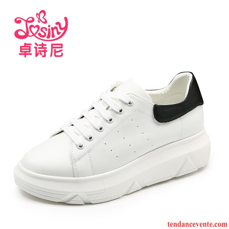 Mocassin Femme Chic Blanc Semelle Épaisse Femme Étudiant Laçage Printemps Sport Derbies Chaussures De Skate