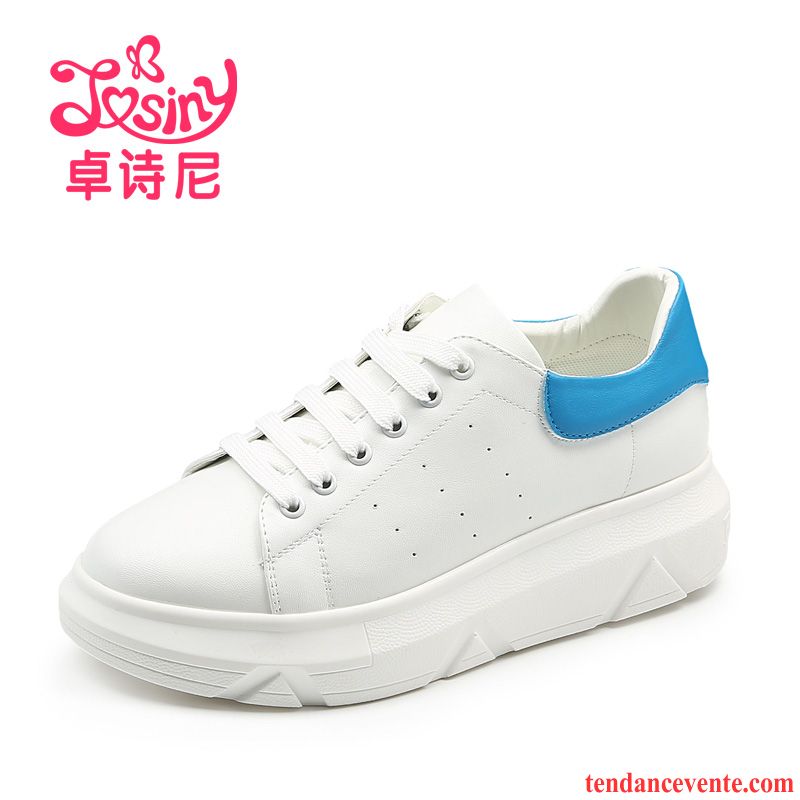 Mocassin Femme Chic Blanc Semelle Épaisse Femme Étudiant Laçage Printemps Sport Derbies Chaussures De Skate