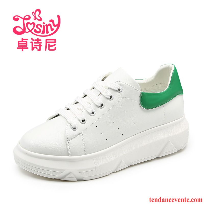 Mocassin Femme Chic Blanc Semelle Épaisse Femme Étudiant Laçage Printemps Sport Derbies Chaussures De Skate