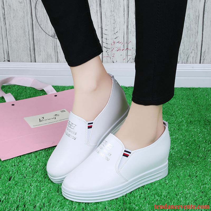 Mocassin Femme Couleur L'automne Augmenté Femme Slip-on Étudiant Paresseux Rouge Semelle Épaisse Décontractée Semelle Doux Tendance Printemps