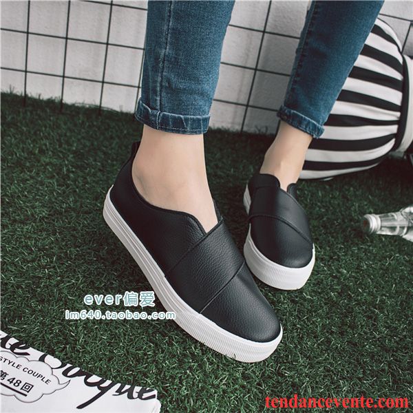 Mocassin Femme En Daim En Cuir Dame Slip-on Plates Décontractée Étudiant L'automne Paresseux Noir Femme