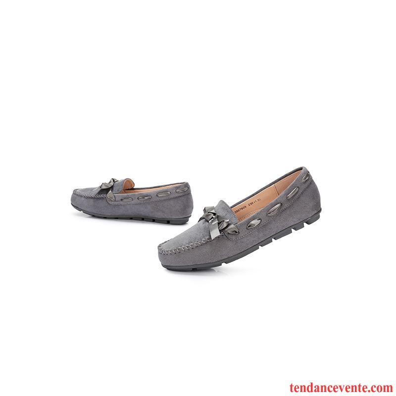 Mocassin Femme Marron Daim Paresseux Femme L'automne Derbies Plates Hiver Enceintes Tous Les Assortis Gris