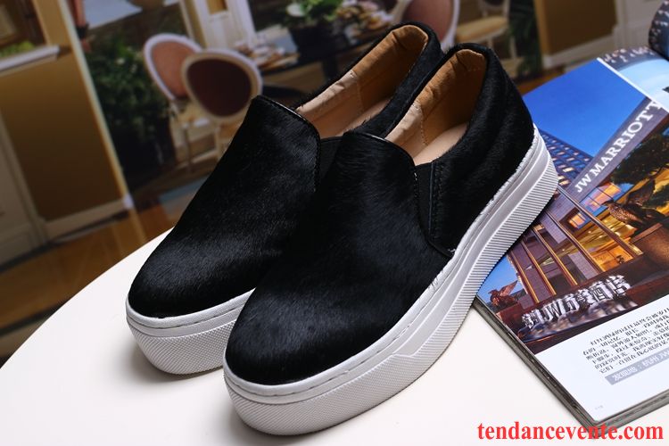 Mocassin Femme Noir Paresseux Derbies Cuir Véritable Plates Noir Été Semelle Épaisse Printemps Femme Slip-on Léopard Pérou