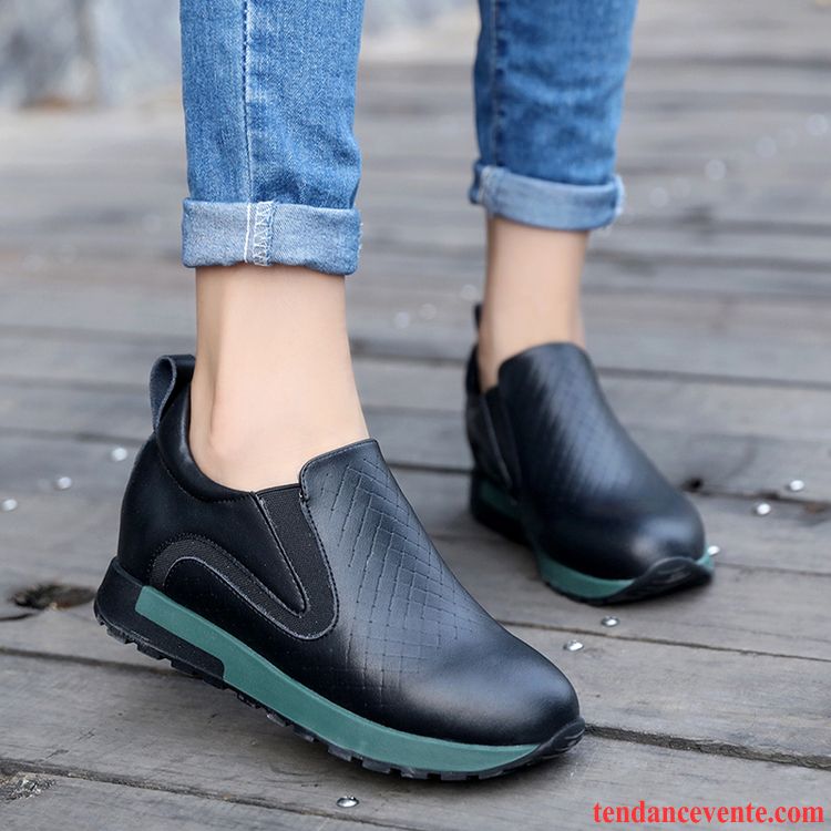 Mocassin Femme Pas Cher Semelle Épaisse Femme Sport Plates Printemps Décontractée Augmenté Étudiant Derbies Tendance Tomate