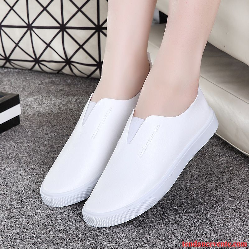 Mocassin Femme Rose Décontractée Femme Blanc Chaussures De Skate Slip-on Étudiant Tendance Plates Paresseux